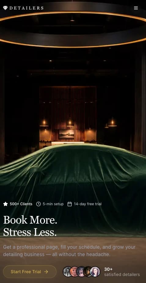 A luxury car under a velvet cover in a cinematic detailing studio